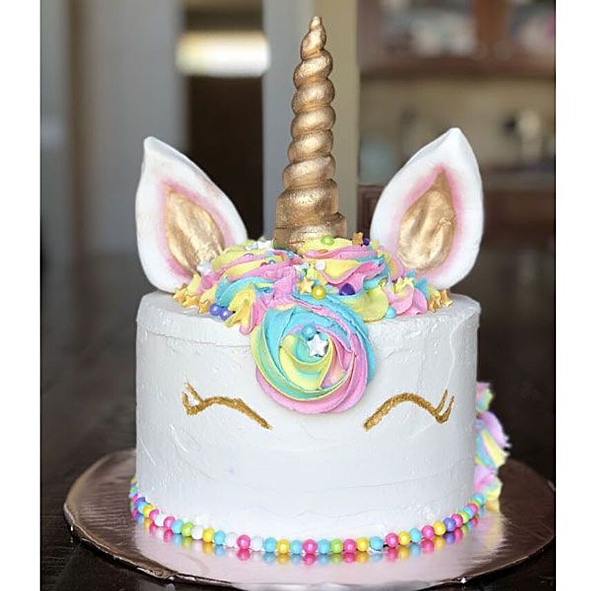 Unicorn Theme White Forest Cake