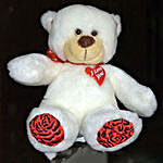 12 Kisses of Roses with Cream White Teddy Bear