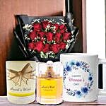 Happy Women's Day Treat With Perfume Roses & Ceramic Mug