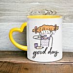 Good Day Printed Heart Handle Ceramic Mug