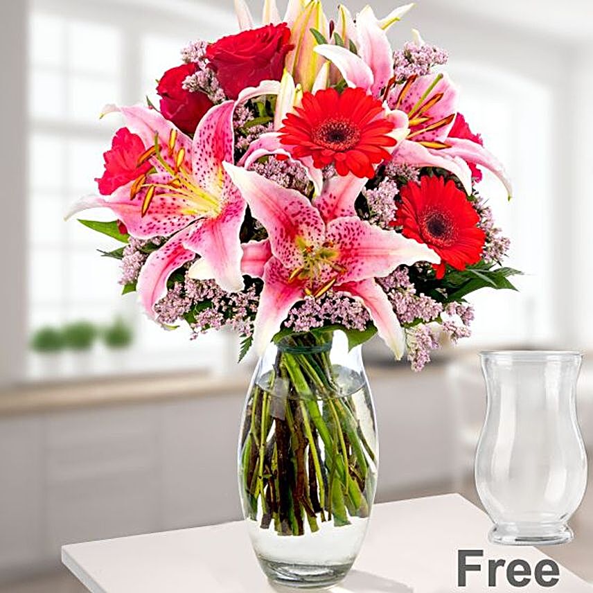 Delightful Mixed Flowers Vase