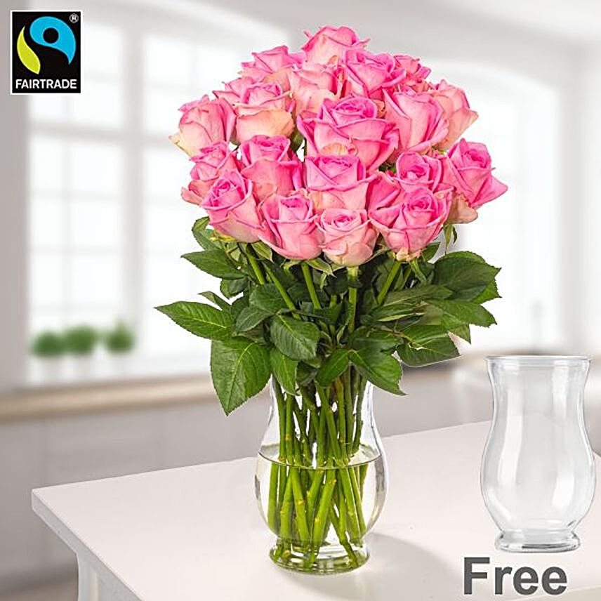 Graceful Pink Roses Vase:Gifts to Netherlands