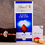 Alluring Silver Ganesha Rakhi And Lindt Chocolate