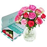 Mixed Pink Roses Letter Box Bouquet
