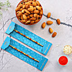 Traditional Pearl Studded Rakhis Set Of 2 With 250 Gms Almonds