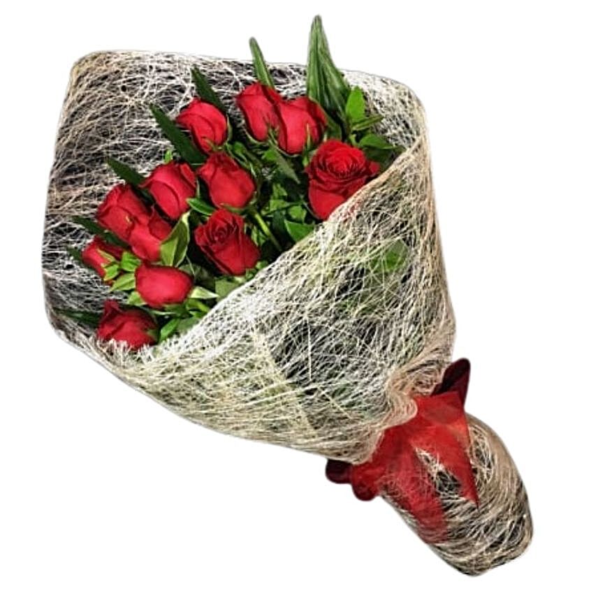 Romantic Red Roses Bouquet:Sympathy Flower Delivery New Zealand