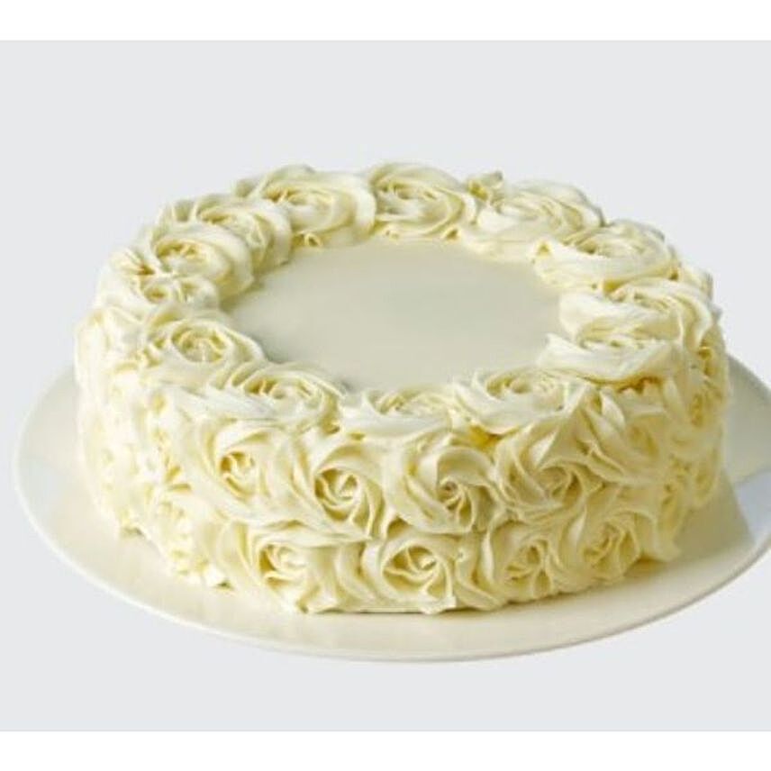 Floral Rose White Cake:Anniversary Cakes to New Zealand