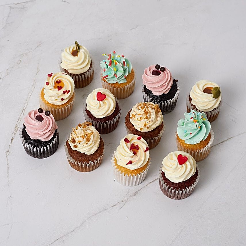 Assorted Mini Cupcakes 12 Pcs:Send Valentines Day Cakes to New Zealand