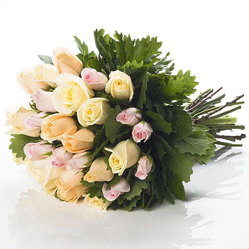 Pretty Pastel Rose Trio Bouquet:New Year Gifts Delivery In New Zealand