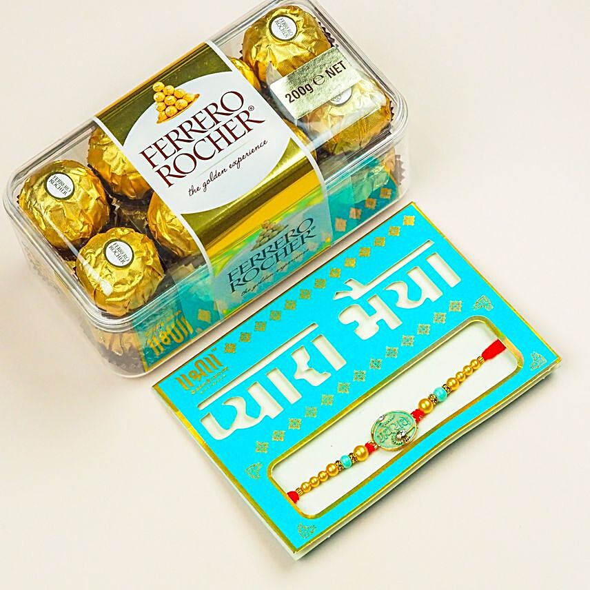 Holy Radhe Radhe Rakhi & Ferrero Rocher Chocolates