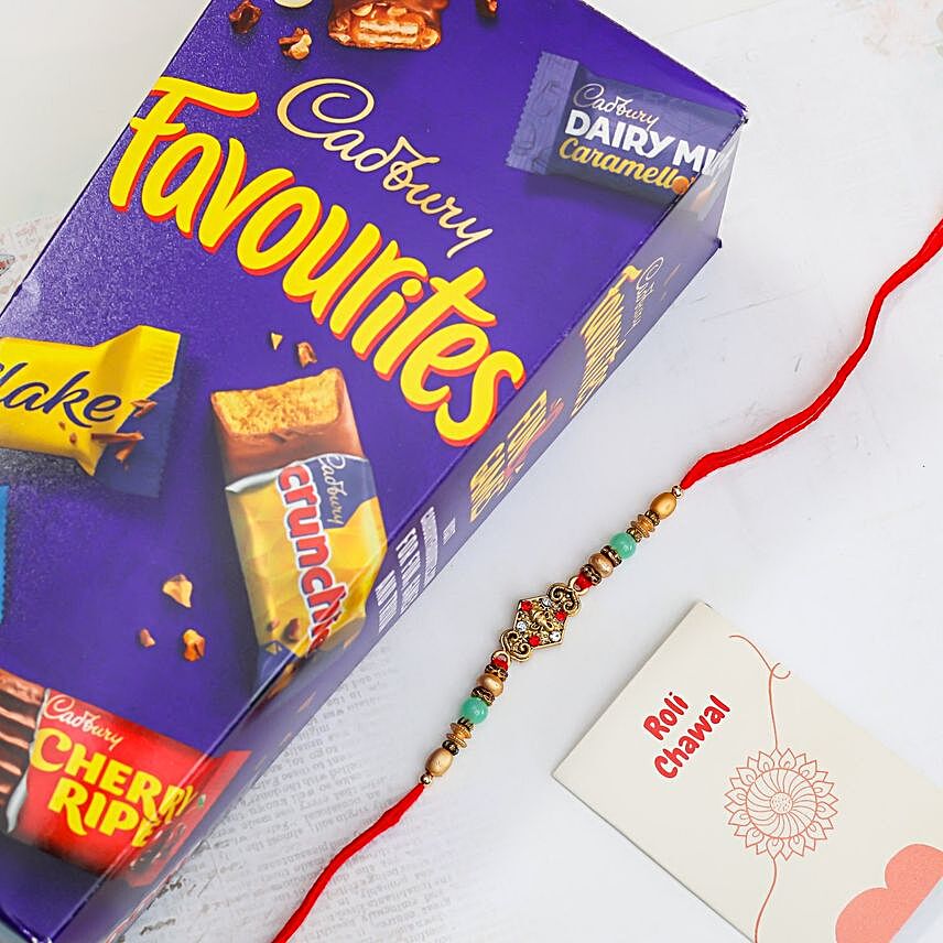 Beautiful Designer Rakhi & Cadbury Favourites Pack
