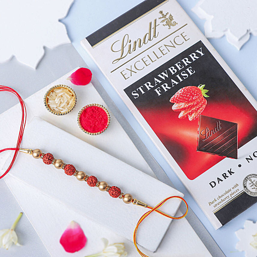 Earthly Blessings Rudraksha Rakhi & Lindt Surprise