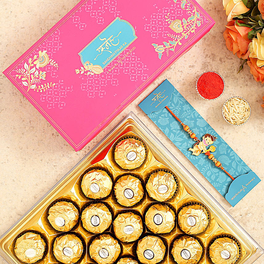 Bal Hanuman Kids Rakhi And 16 Pcs Ferrero Rocher