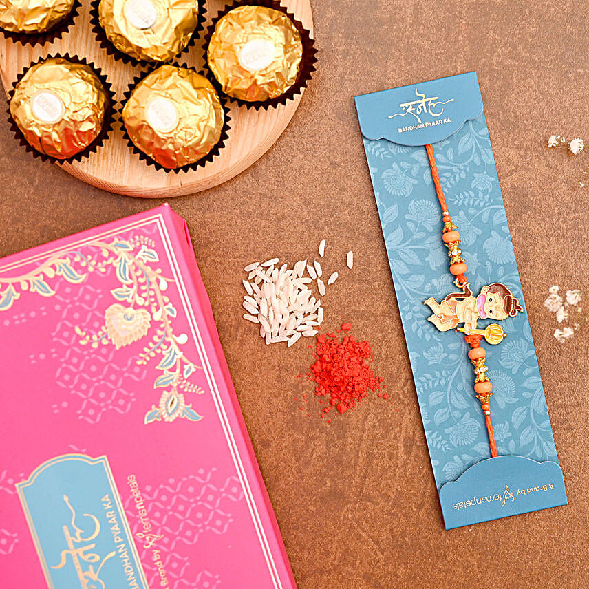 Bal Hanuman Kids Rakhi And 3 Pcs Ferrero Rocher