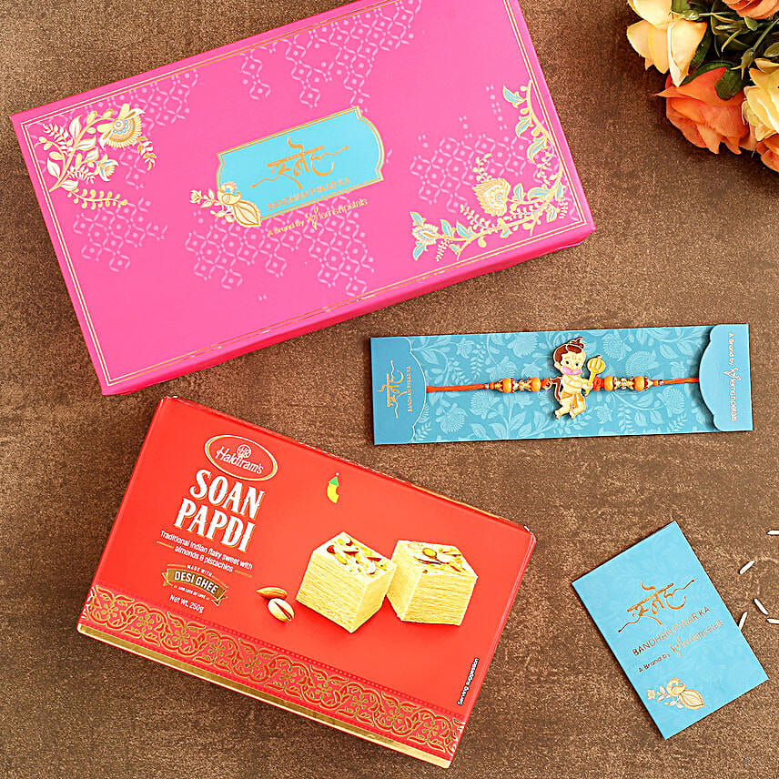 Bal Hanuman Kids Rakhi And Soan Papdi