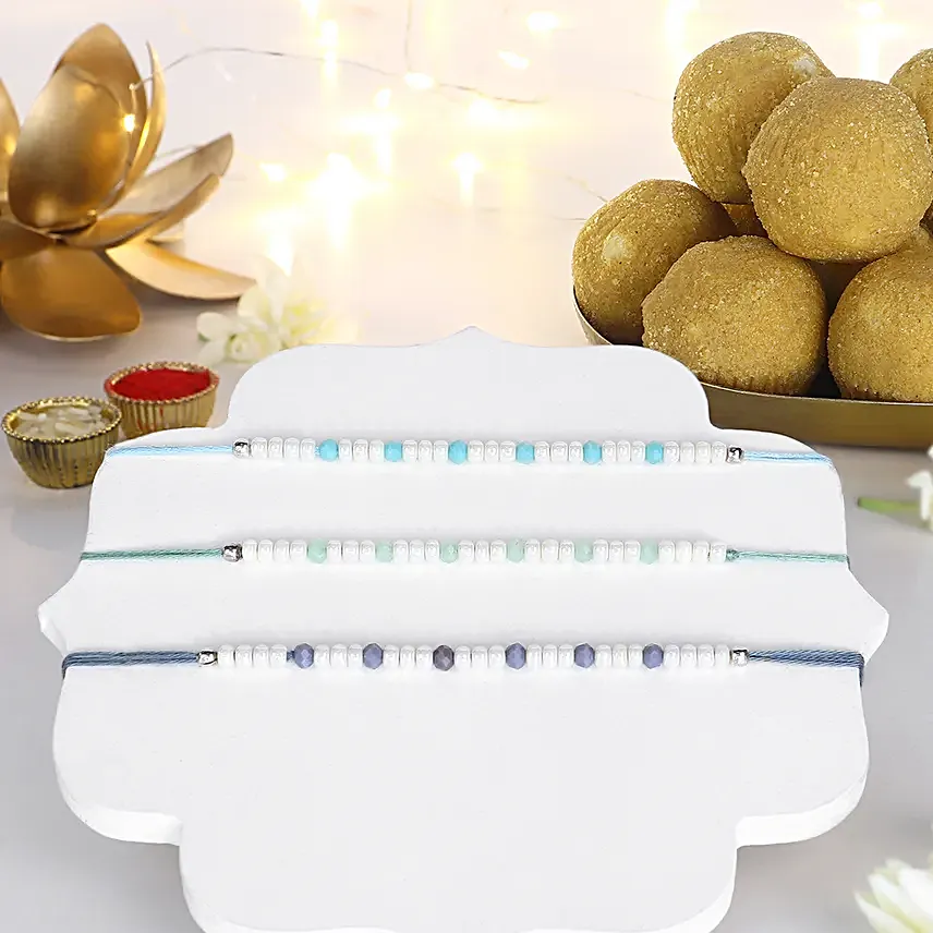 Beads Rakhi Set N Besan Laddoo Delight