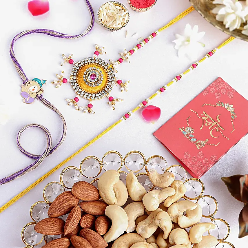 Beloved Family Rakhi Ties N Chocolate Combo