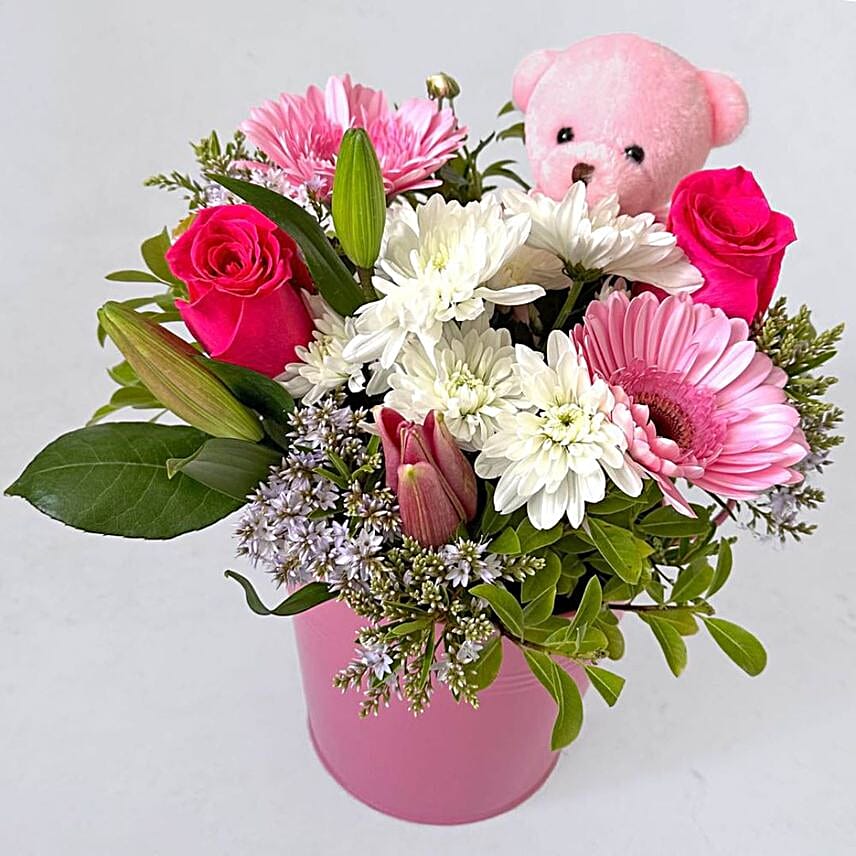 Bonnie Baby Flower Arrangement With Teddy