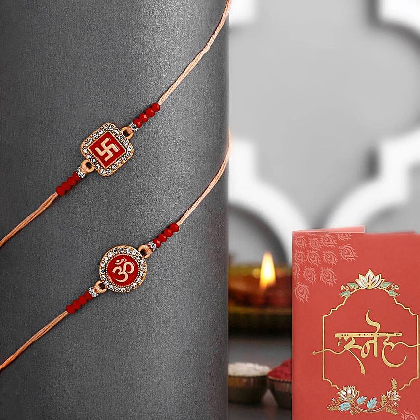 Ethereal Om Swastik Pair Rakhi