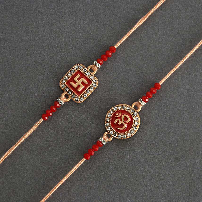 Ethereal Om Swastik Pair Rakhi