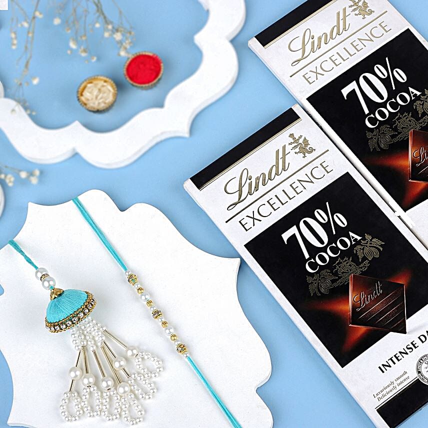 Pearly Love Bond Bhaiya Bhabhi Rakhi N Lindt Chocolates
