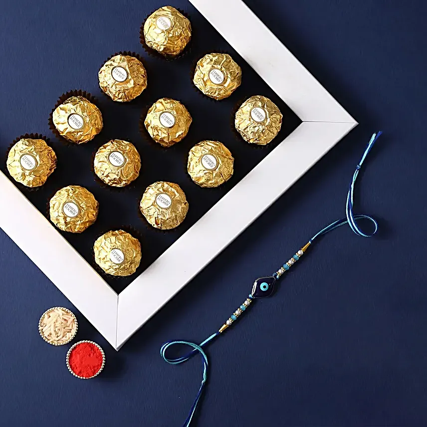 Sneh Evil Eye Rakhi With Ferrero Rocher