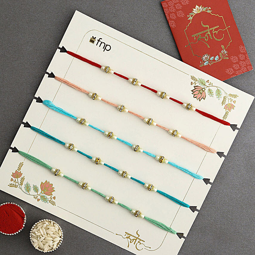 Understated Elegance Beads Rakhi Set of 5