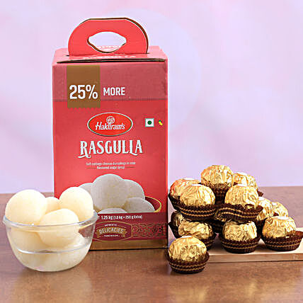 Haldiram Rasgulla And Ferrero Rocher Combo:Chocolate Delivery in New Zealand