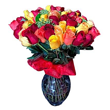 Ravishing Mixed Roses Vase:New Zealand Flowers