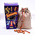 Two Rakhi Set With Almonds And Cadburys Favourite Chocolate