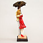 Romantic Love Couple Under Umbrella Figurine