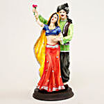 Standing Rajasthani Couple With Rose Figurine