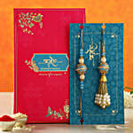 Blue Orb Pearl And Lumba Rakhi Set