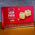 Floral Diyas With Greeting Card And Soan Papdi