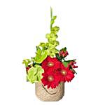 Striking Mixed Flowers Woven Container