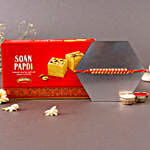 Sneh Elegant Gold Rakhi & Soan Papdi