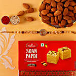 Sneh Om Bracelet Rakhi With Soan Papdi & Almonds