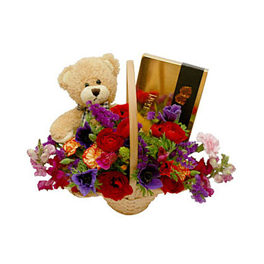 Classic Teddy Bear Basket:Send Wedding Gifts to Oman
