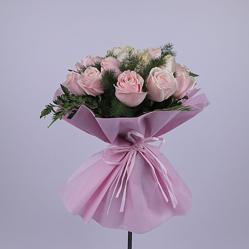 Elegant Bouquet Of Light Pink Roses:Send Gift to Salalah
