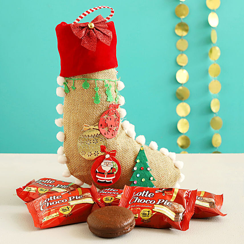 Choco Pie In Festive Xmas Stocking