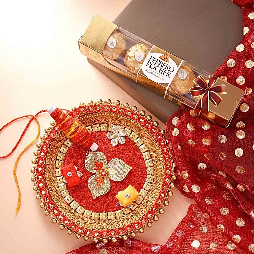 Bhai Dooj Pooja Thali And Chocolate With Teeka
