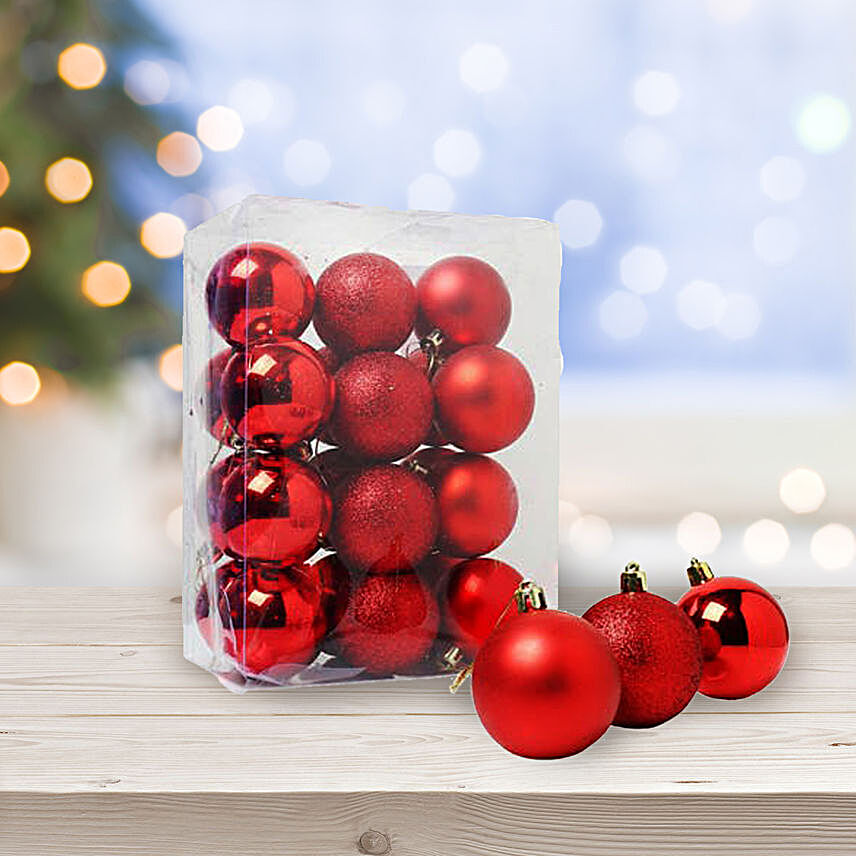 Christmas Decoration Red Baubles 24 Pcs:Christmas Gifts Delivery In Oman