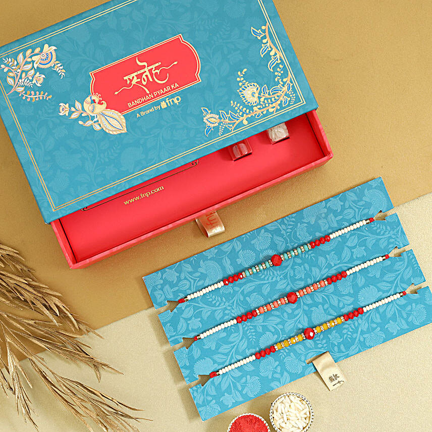 Ethnic Beads Rakhi Hamper with Sweets N Healthy Munchies