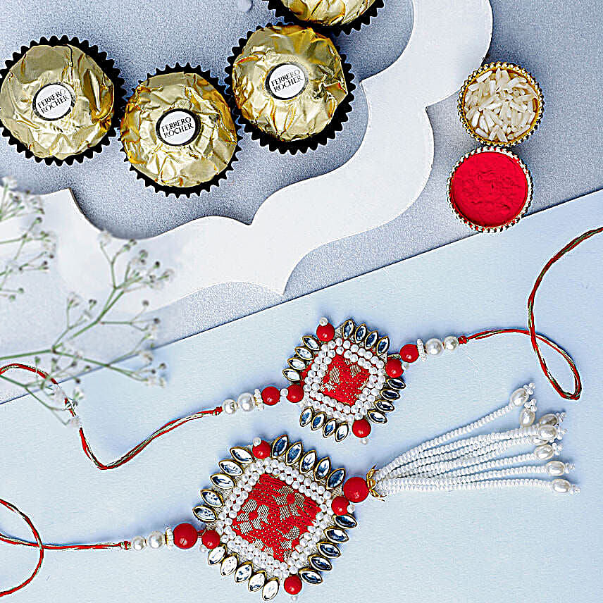 Bandhani Bhaiya Bhabhi Rakhi Set N Ferreo Delight