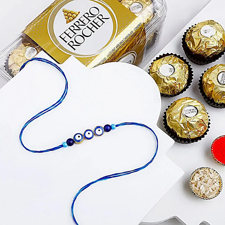 Devotional Rudraksha Rakhi N Choco Indulgence Combo