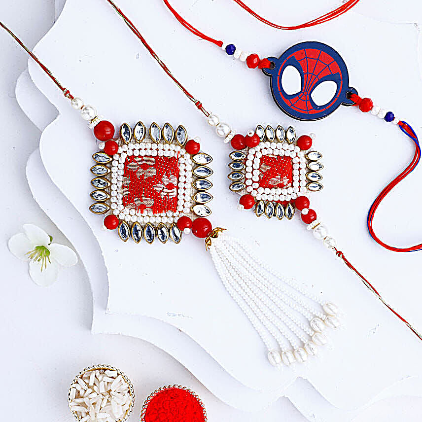 Ethnic Pearl and Devotional Rudrakhsh Rakhi