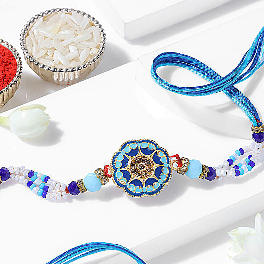 Floral Blue Meenakari Rakhi