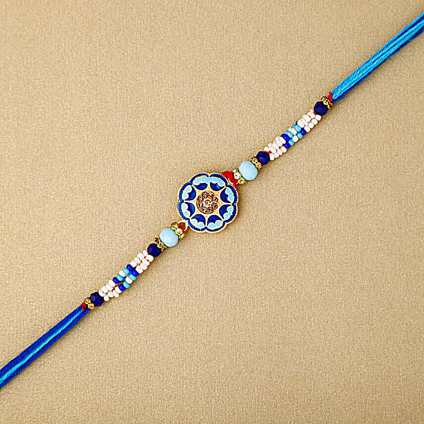 Floral Blue Meenakari Rakhi
