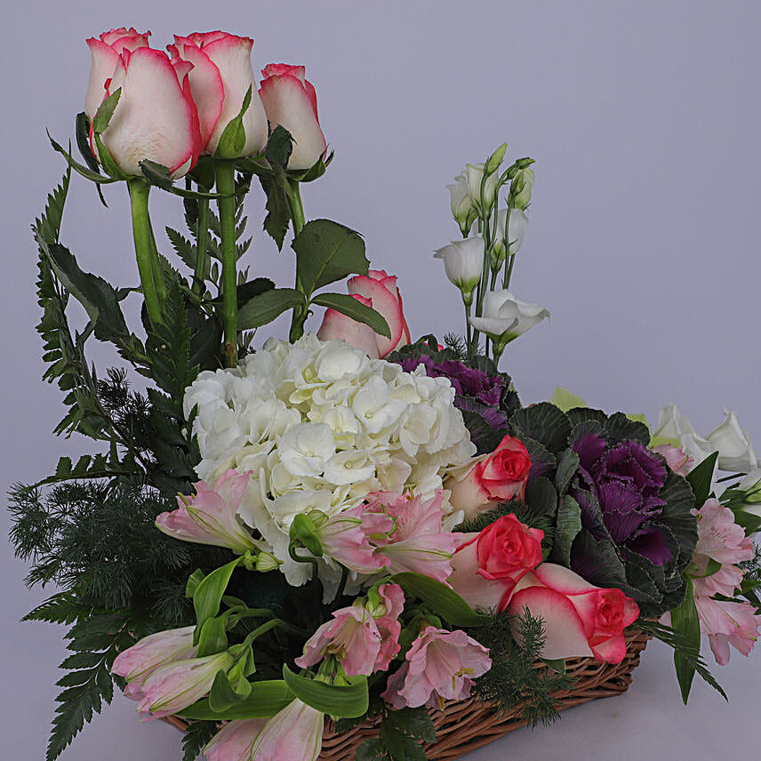 Stylish Basket Of Flowers