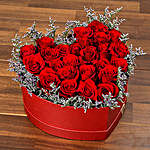 Red Roses In Heart Shape Box OM